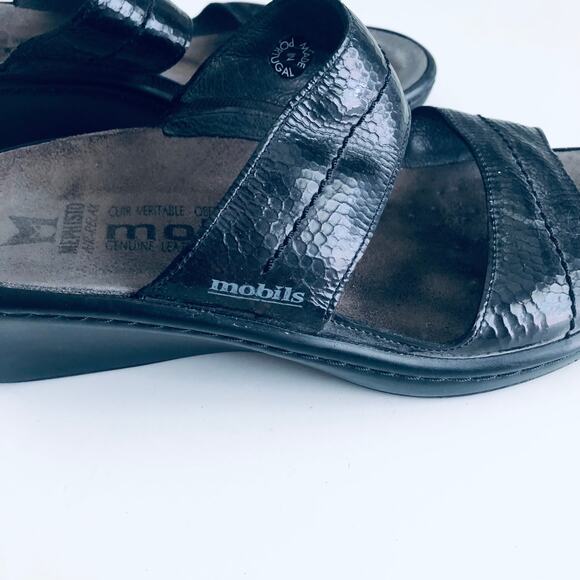 Mephisto Mobil's Air Relax Women's 38 Two Strap Black Leather Orthotic Sandals - Picture 6 of 11